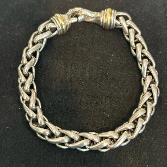 Authentic David Yurman Sterling Silver and
14k Gold Wheat Chain Bracelet - Picture 1 of 4